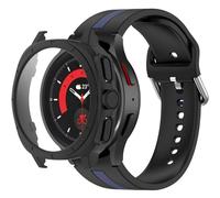 QHBAMD Funda protectora de silicona deportiva compatible con Samsung Galaxy Watch de 7 a 40 mm/44 mm, correa impermeable suave y transpirable para hombres y mujeres, cubierta de policarbonato (azul
