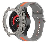 QHBAMD Funda protectora de silicona deportiva compatible con Samsung Galaxy Watch de 7 a 40 mm/44 mm, correa impermeable suave y transpirable para hombres y mujeres (gris, reloj 7 de 44 mm)