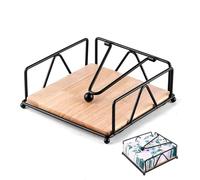 QHENS Servilletero de Mesa Madera Negro, Porta Servilletas de Mesa Cuadrado Plano con Pesos para Servilletas de 33x33 cm, De Metal y Madera, Decoración Vintage del Hogar, para Mesas de Cocina