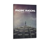 QHEUEKTSO Imagine Dragons Night Visions - Póster fotográfico en lienzo para decoración de pared, sala de estar, dormitorio familiar, 20 x 30 cm, estilo marco