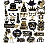 QHFlashbuy Foto Props de Fiesta Divertidos,36 Piezas Fotomatón para Fiesta de Cumpleaños,Corbata,Corona para Suministros Disco Mardi Gras Boda Cumpleaños