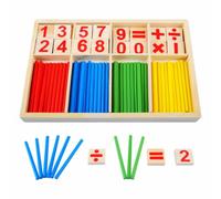 QHFlashbuy Matematica Palos,Juguetes Montessori Matematica,Juguete Educativo Matemático,Bloques y Palos de Conteo de Madera para Niños