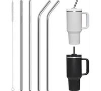 QHFlashbuy Pajitas de Acero Inoxidable,4 Piezas Pajitas de Metal Reutilizables con 1 Pinceles de Limpieza para Batidos,Cócteles,Batidos,Zumos 31 cm