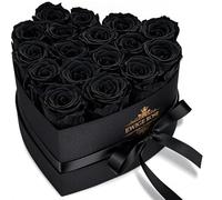 QHHENTOO 17 rosas de infinito, rosa negra eterna para mujeres, rosa conservada en caja de corazón para mujeres, madre, cumpleaños, aniversario, día de San Valentín, día de la madre, Navidad