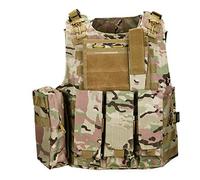 QHIU Chaleco Tácticos Militar Combate Camo Protección Molle para Airsoft Paintball Caza CS SWAT Juego de guerra Deportes al aire libre con Herramienta de bolsillo