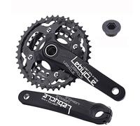 QHIYRZE 170mm MTB Platos Y Bielas Hueco Integrado 24-32-42T Triple Engranaje Platos Y Bielas Bicicleta De Montaña Juego De Bielas para Accesorios De 6/7/8/9/10 Velocidades (Color : Black)