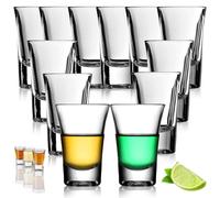 qhklew Vasos de chupito con base pesada para licores: mini vasos de base gruesa de 30 ml, transparentes, 12 unidades para tequila, vodka, whisky, licores, ron y ginebra