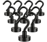 QHKNUYOAX 10Pcs Hooks for Hanging String Lights, Magnetic Magnet Hook Cruise Cabin Ship Magnets for Walls, Living Room(Black)(Black)