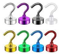 QHKNUYOAX 8Pcs Magnetic Hooks for Hanging Cabins Grill Kitchen Garage Workplace Refrigerator for Walls, Living Room