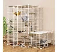 QHLIANGL Jaulas Grandes para Gatos de Interior - Jaula para Gatos, caseta para Gatos, recintos para Gatos, Jaula para Hurones, Parque para Gatos, Valla para Gatos, Jaula para Gatos con Caja de Arena,