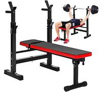 QHLMLL Banco de Pesas Plegable para Fitness, Ajustable, Plegable, con Soporte para Barra de Fitness y Banco de Pesas para Gimnasio en casa, Soporte para Sentadillas, Soporte para Entrenamiento de f