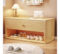 QHLMLL Banco zapatero de madera maciza con cajón, banco multifuncional de almacenamiento de zapatos para dormitorio y sala de estar, banco de entrada gris (23.6 pulgadas)