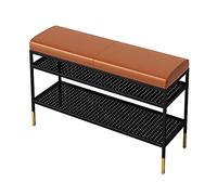 QHLMLL Moderno banco de zapatos de 2 niveles, cómodo banco tapizado para zapatos de entrada, organizador de almacenamiento de zapatos con estante de almacenamiento de malla, muebles de entrada simple
