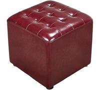 QHLMLL Puf otomano de Cuero con Forma de Cubo, reposapiés de Madera Maciza, Asiento Acolchado, Taburete Cuadrado para Cambiar Zapatos, reposapiés para Sala de Estar, 40 x 40 x