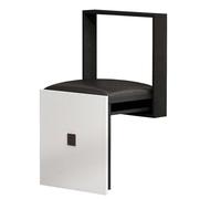 QHLMLL Taburete plegable de madera para montar en la pared, para pasillo, puerta, ducha, banco de zapatos con cojín de cuero, silla plegable de entrada que ahorra espacio, color negro