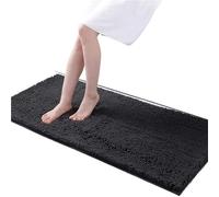 QHMMDCN Alfombra BañO Alfombra de baño Antideslizante de Secado rápido, Extra Gruesa y súper Absorbente, de Microfibra y Chenilla for Ducha.(Black,51CX81CM)