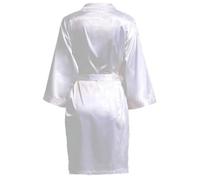 QHMMDCN Bata Seda Mujer Bata de novia sin letras for el equipo de la fiesta de bodas, pijama de satén for dama de honor, bata de baño lisa(White,L)