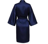 QHMMDCN Bata Seda Mujer Bata de novia sin letras for el equipo de la fiesta de bodas, pijama de satén for dama de honor, bata de baño lisa(Deep blue,L)