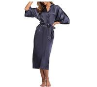 QHMMDCN Bata Seda Mujer Bata larga sexy con bolsillo for mujer, for boda, novia, dama de honor, bata de baño, talla grande S-XXXL, vestido de noche(Color4,XXXL)