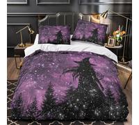 QHNZKJXPRL Arte de Brujas Funda de Edredón Juego de 3 Piezas Suave Diseño 3D Cierre de Cremallera Oculta Incluye Fundas de Almohada Diseño místico púrpura Funda Edredon for Ancianos Double（200x200cm）