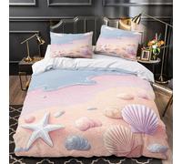 QHNZKJXPRL Arte de caballitos de mar Funda de Edredón Incluye Fundas de Almohada Juego de 3 Piezas Suave Diseño 3D Lavables Ilustración de fantasía Marina Funda Edredon for Adultos Double（200x200cm）