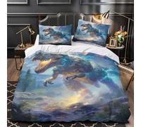 QHNZKJXPRL Arte Digital de Dragones Funda de Edredón Juego de 3 Piezas Diseño 3D Incluye Fundas de Almohada Antialérgica Diseño de Criaturas de fantasía Funda Edredon for Ancianos Double（200x200cm）