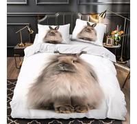 QHNZKJXPRL Conejo Esponjoso Funda de Edredón Cierre de Cremallera Oculta Juego de 3 Piezas Impresión 3D Incluye Fundas de Almohada Lindo Retrato de Animal Funda Edredon for Ancianos Single（140x200cm）