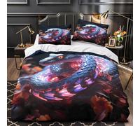 QHNZKJXPRL Dios mítico Funda de Edredón 3 Piezas Microfibra Suave Estampado 3D Cremallera Oculta con Fundas de Almohada Lavables Antiguo Egipcio Funda Edredon for jóvenes King（220x240cm）