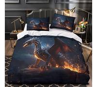 QHNZKJXPRL Dragón de fantasía Funda de Edredón Impresión 3D Juego de 3 Piezas Suave con Fundas de Almohada Transpirable Arte de Criatura mítica_2 Funda Edredon for Adolescentes Double（200x200cm）