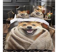 QHNZKJXPRL Ilustración de Perro Lindo Funda de Edredón Incluye Fundas de Almohada Juego de 3 Piezas Suave Impresión 3D Suave Animal de Dibujos Animados Funda Edredon for Ancianos Double（200x200cm）