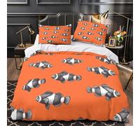 QHNZKJXPRL Patrón de pez Payaso Funda de Edredón Cremallera Oculta Suave 3 Piezas Impresión 3D con Fundas de Almohada Lavables Vida Marina Dibujada a Mano Funda Edredon for jóvenes Single（140x200cm）