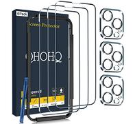 QHOHQ 3 Piezas Protector de Pantalla para iPhone 14 Pro 6.1" Inch con 3 Piezas Protector de Lente de Cámara, Ultra HD Cristal Templado, 9H Dureza, Anti-Arañazos [Con marco de Fácil Instalación]