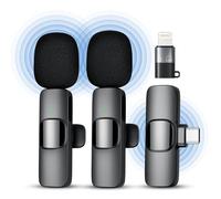Qhot Microfono Inalambrico Solapa para iPhone iPad Tipo-C | Mini Wireless Lavalier Microphone Bluetooth Movil Android USB-C | Micro para Grabar Video Podcast Grabacion Tiktok Youtube Facebook Vlog