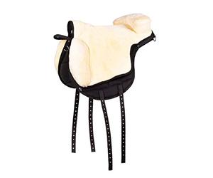 QHP - Almohadilla de equitación supersuave, color negro, suave (negro/crema, completo)