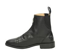 QHP Botines de equitación Jodhpur Milaan de piel con cremallera, Negro , 39 EU