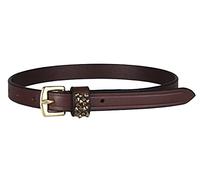 QHP Correa de piel para espuelas con brillantes (marrón/beige)