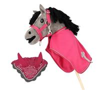 QHP Hobby Horse Set - Funda para moscas, manta polar y cabestro para caballos enchufados, color rosa o azul, con diseño coleccionable en el paquete (rosa)