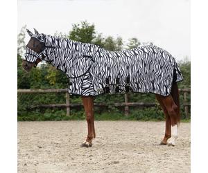 QHP Manta Antimoscas con Cuello y Capucha, Cebra - 135 cm QHP