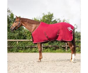 QHP Manta Forro Polar con Decoración, Burdeos/Plateado - 145 cm QHP