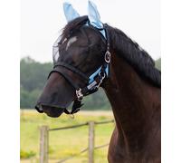 QHP Máscara Antimoscas con Protección Nasal Extraíble, Azul Claro - Puledri QHP