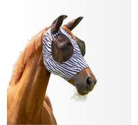 QHP Máscara antimoscas Super Bug para caballos | Protección transpirable para moscas e insectos | Ajuste elástico suave, ojos y orejas de malla | Cebra | Completo