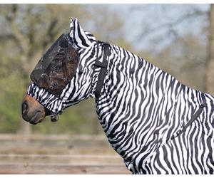 QHP Máscara para Eczema Anti-Moscas con Orejas, Zebra - L QHP