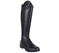 qhp piel de Romy - Botas de equitación para niños con 2 caras Diseño. Negro, Ancho Wade., Negro , 36