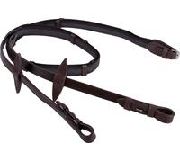 QHP Riendas Antideslizantes con Tope de Cuero, Marrón Oscuro - Pony QHP