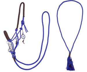 QHP Set de Cabezada en Cuerda Liberty, Azul Cobalto - Cob QHP
