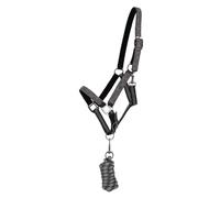 QHP Turnout Collection - Juego de cabestro de punto, color gris