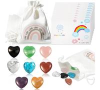Qhpbuy Piedras de la Suerte para Niños, Amuletos Coloridos con Bolsas de Yute, Recuerdos Mágicos para Fiestas, Cumpleaños