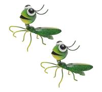 Qhpnunhq - Arte de pared de metal de insectos, talla de pared de metal de langosta 3D, decoración de pared exterior colgante para jardín, juego de 2