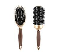 Qhpnunhq Cepillo de Pelo de Cerdas Naturales AntiestáTico Peine de Masaje para el Cabelludo Herramienta de Peinado Recta Riza