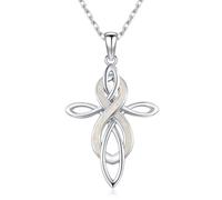 QHQPQ Collar de nudo celta de ópalo para mujer, plata de ley 925, colgante de corazón de ópalo infinito, joyería celta, regalos para mujeres y novias, 1.18in (30mm), Plata esterlina, Ópalo